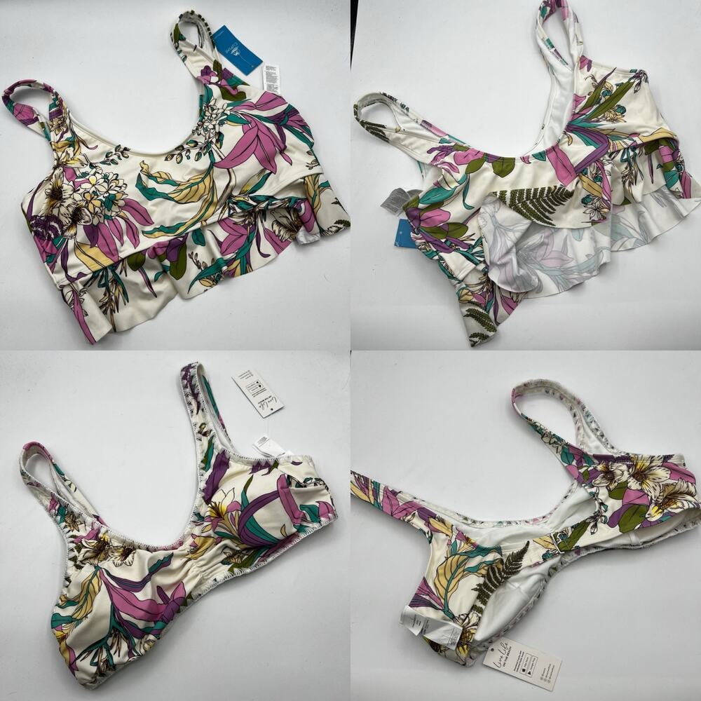 Cupshe NWT Floral Set of 2 Bikini Tops Size L